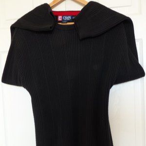 Chaps Crew Neck Pullover Knit Sweater Long Sleeves Black Size L